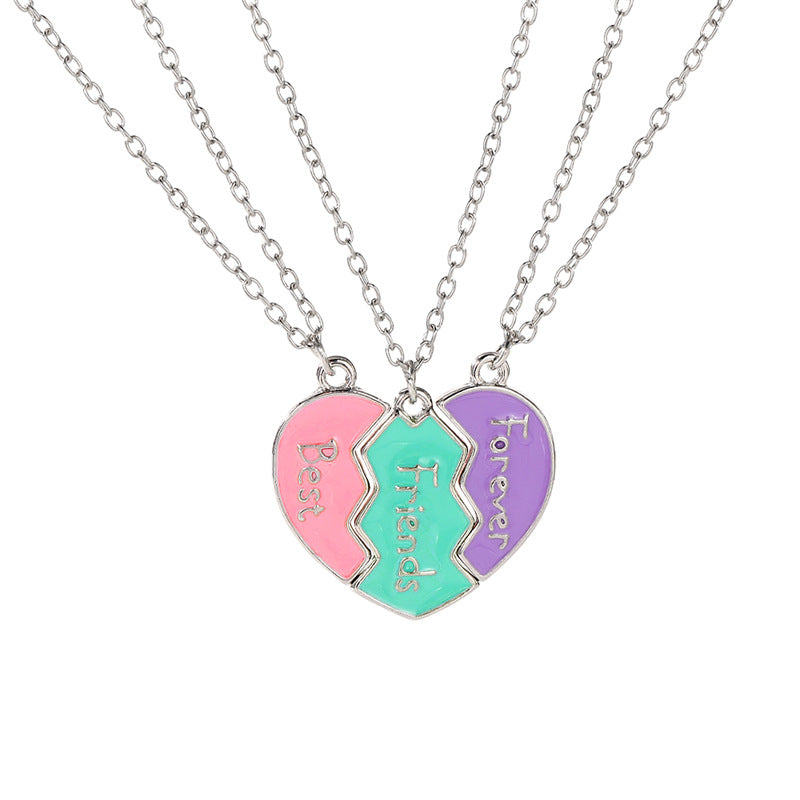 Western Fashion Best Friends Heart Puzzle Pendant Necklace Set for BFFs