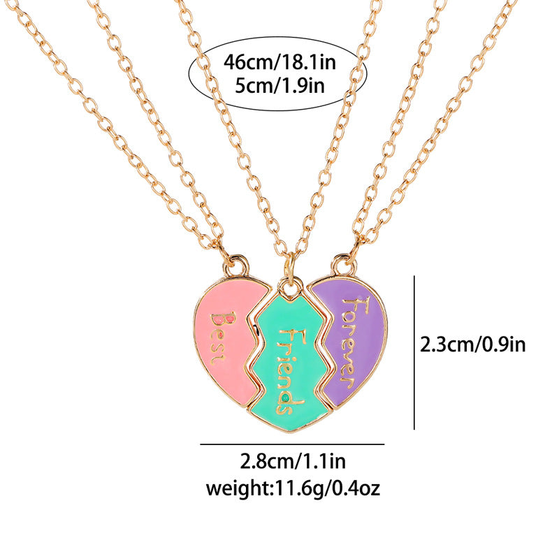 Western Fashion Best Friends Heart Puzzle Pendant Necklace Set for BFFs