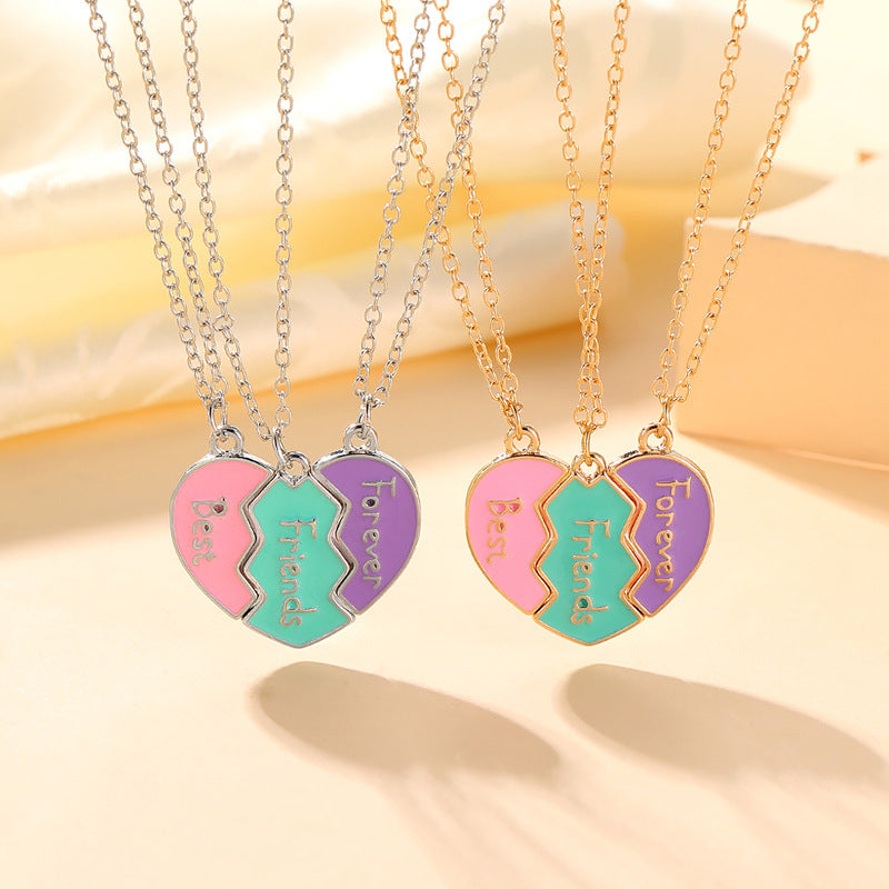 Western Fashion Best Friends Heart Puzzle Pendant Necklace Set for BFFs