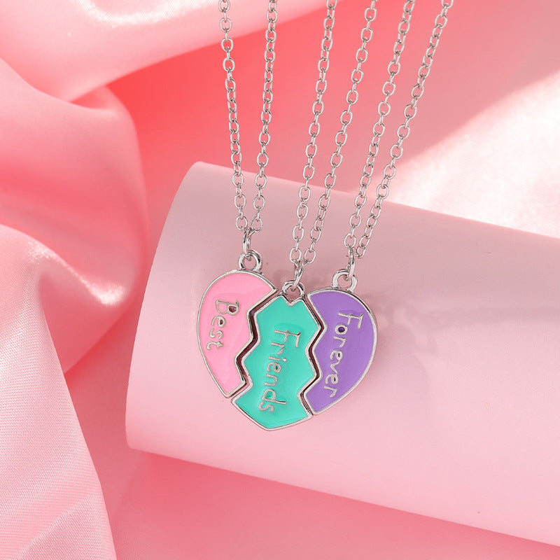 Western Fashion Best Friends Heart Puzzle Pendant Necklace Set for BFFs