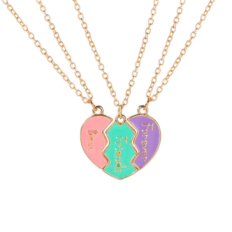Western Fashion Best Friends Heart Puzzle Pendant Necklace Set for BFFs